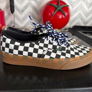 Vans Black and White Checkerboard Sneakers with Gum Sole
